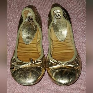 GOLD LEATHER MICHAEL KORS BALLET FLATS